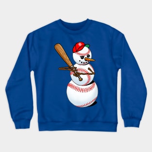 Snowman Plays Baseball Crewneck Sweatshirt